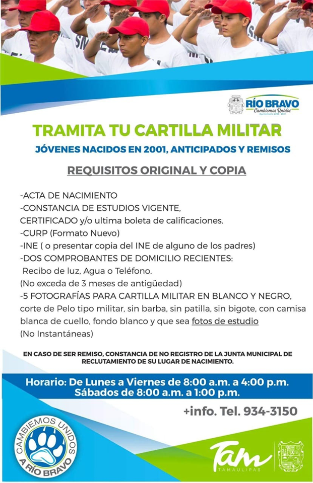 Invitan a Jóvenes Tramitar Cartilla Militar Junta Municipal de Reclutamiento RbDigital Invitan a Jóvenes Tramitar Cartilla Militar Junta Municipal de Reclutamiento RbDigital