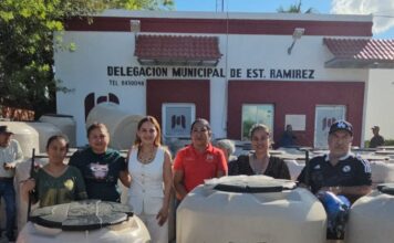 Diputada Casandra de los Santos entrega tinacos y luminarias en beneficio de familias de Estación Ramírez y Comunidades Aledañas